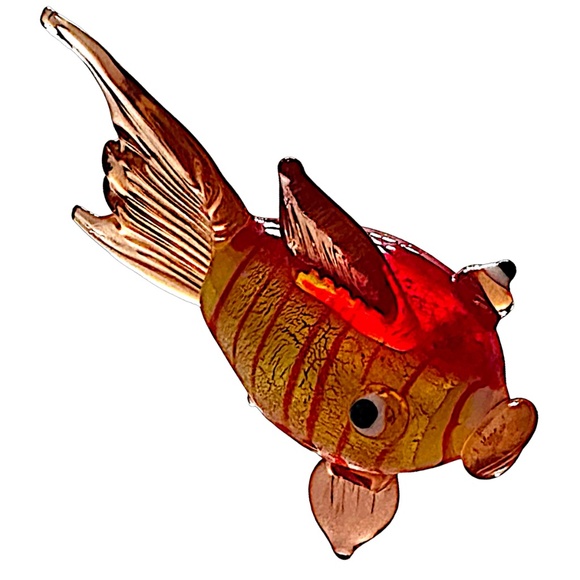 Hand Blown Art Glass Gold Fish Figurine Sculpture Collectible 2 3/4” - Picture 6 of 11